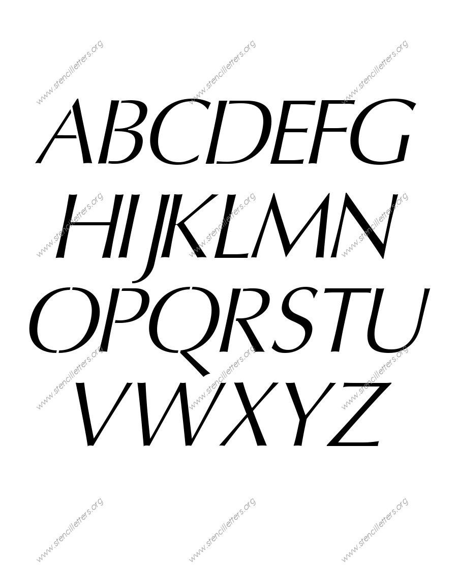 Headline Sans Italic A to Z alphabet stencils