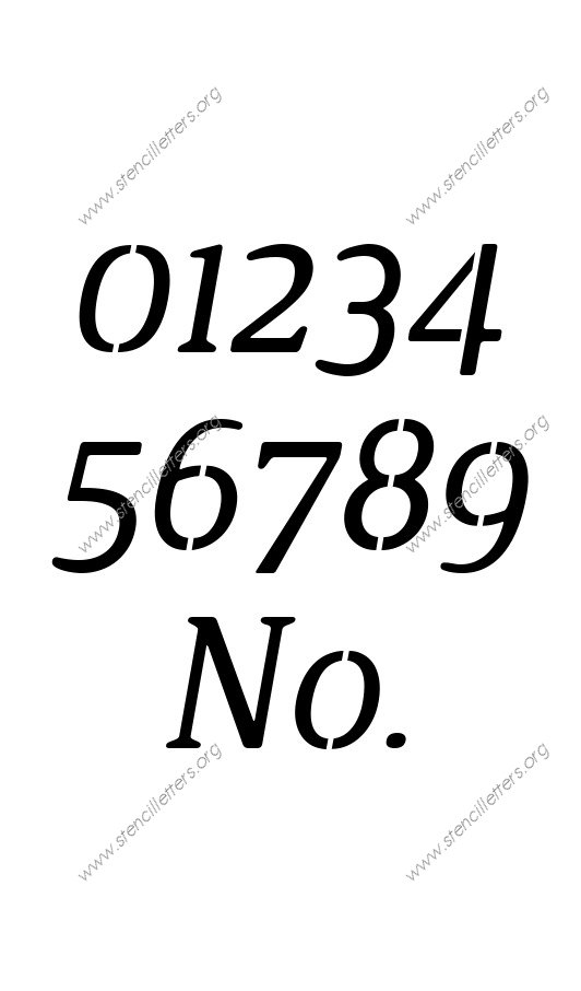 Narrow Rounded Serif Italic Number Stencil