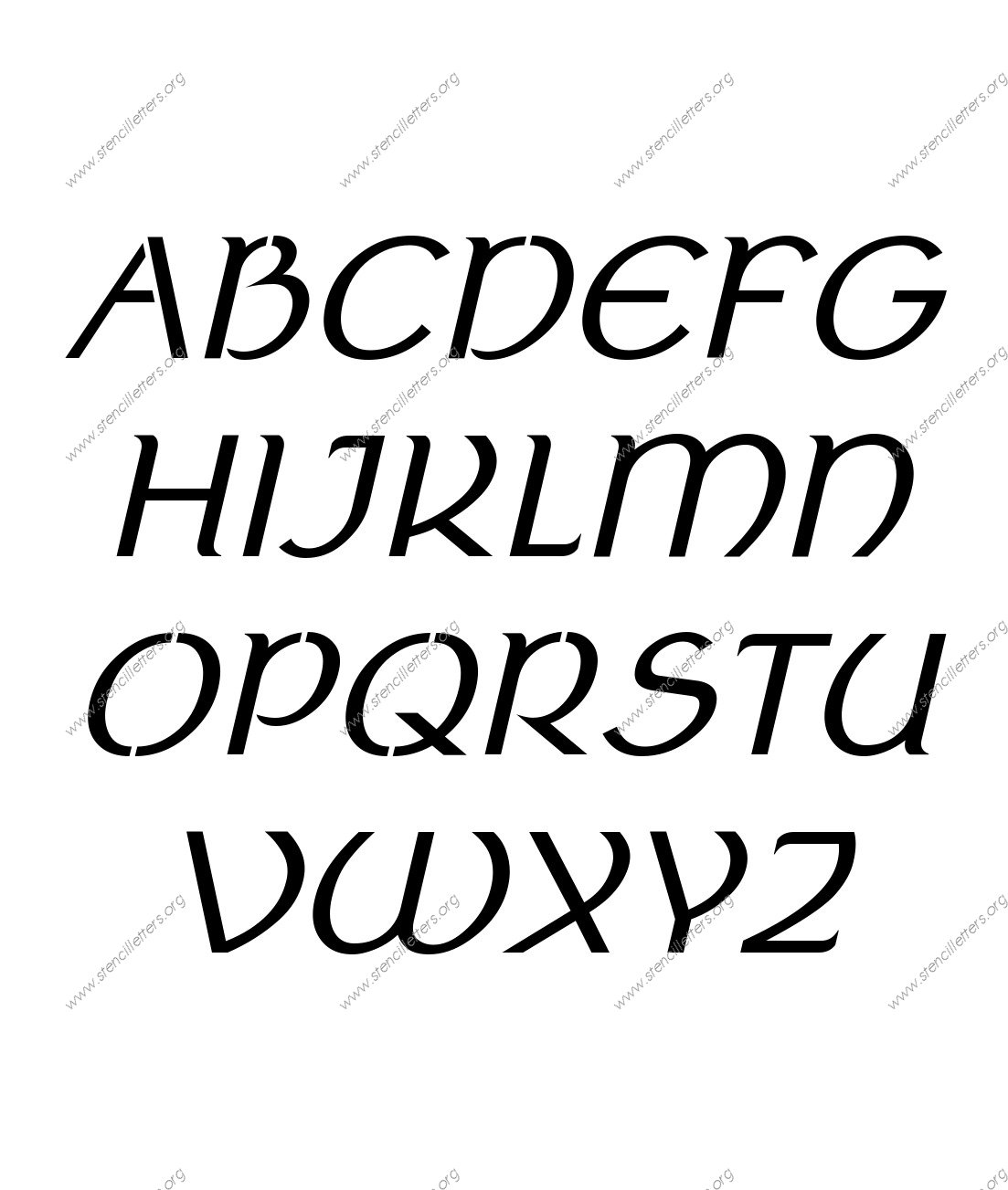 Ancient Celtic Italic A to Z uppercase letter stencils