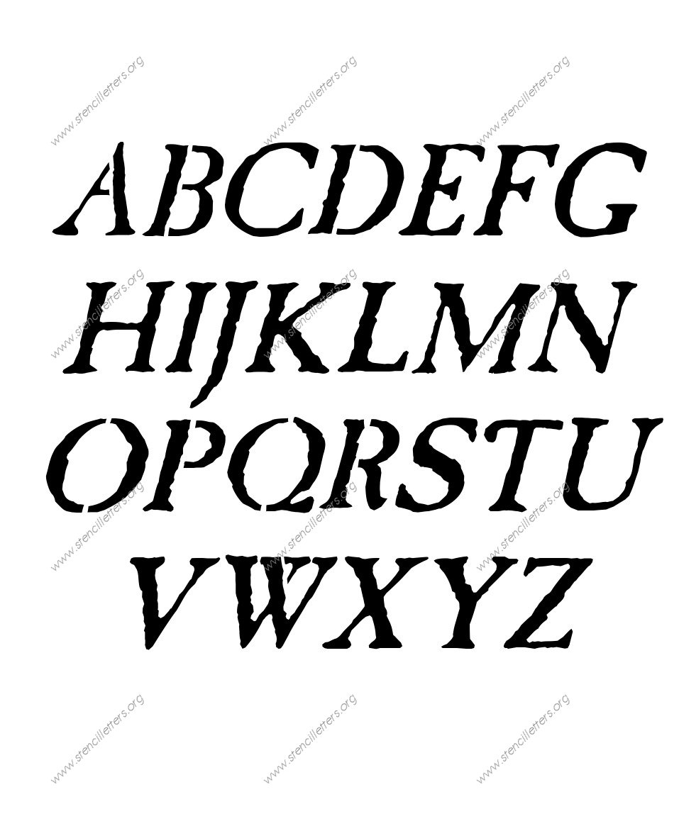 Antique Italic A to Z uppercase letter stencils