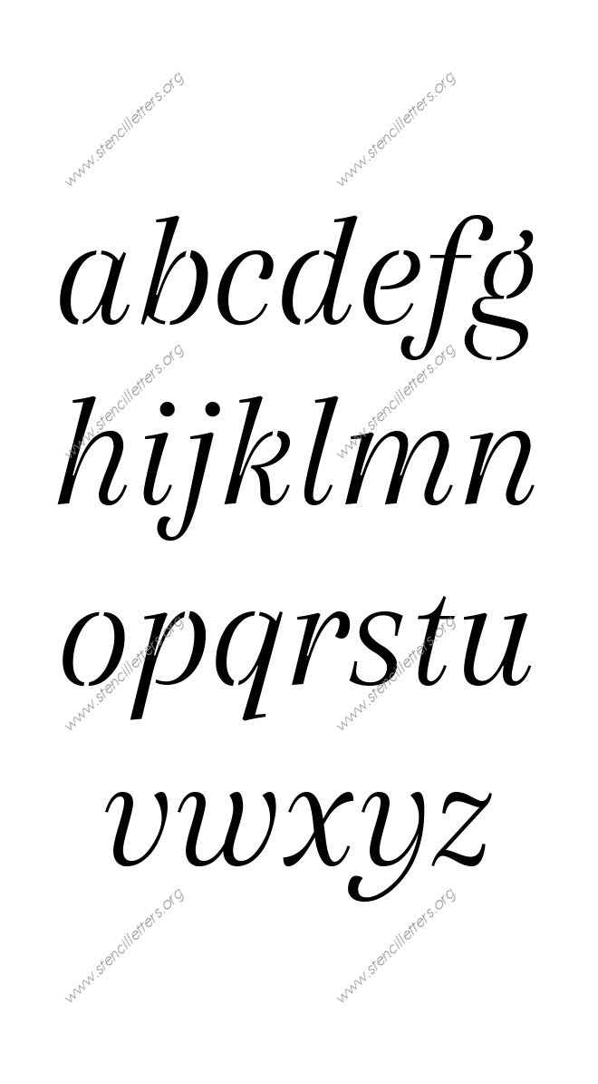 Classic Italic A to Z lowercase letter stencils