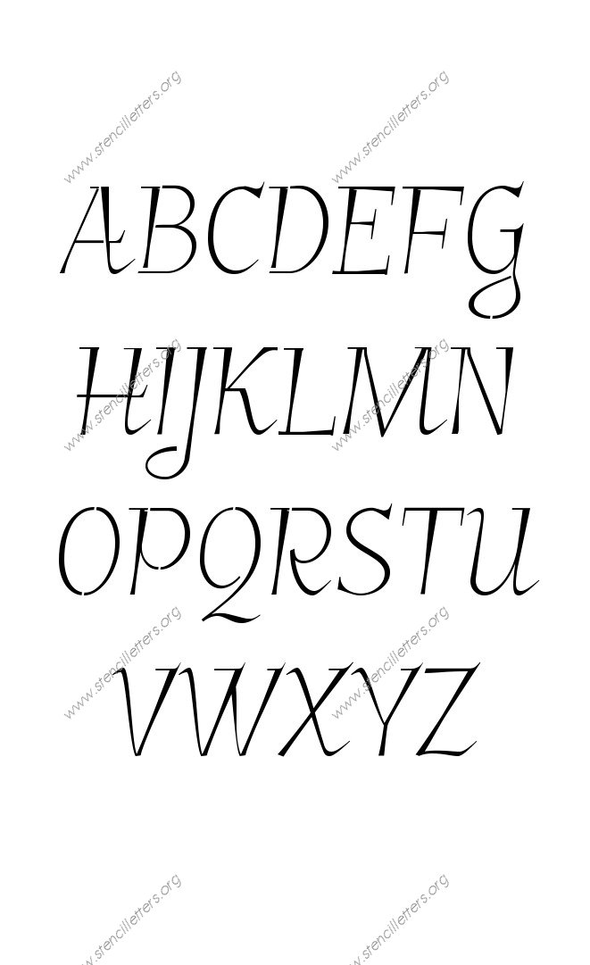 Fancy Italic A to Z uppercase letter stencils