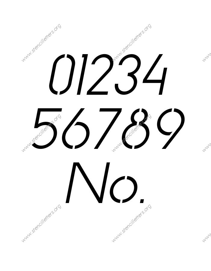 Basic Italic 0 to 9 number stencils