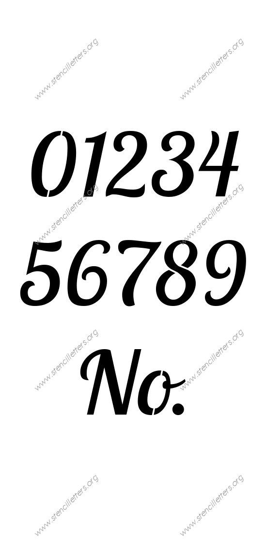 Connected Italic 0 to 9 number stencils