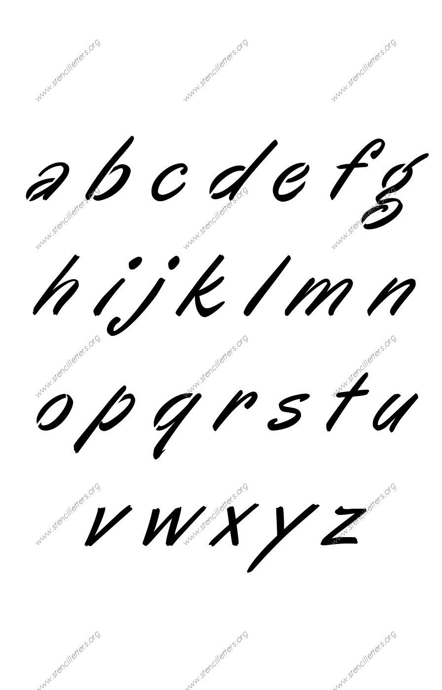 Calligraphic Italic A to Z lowercase letter stencils