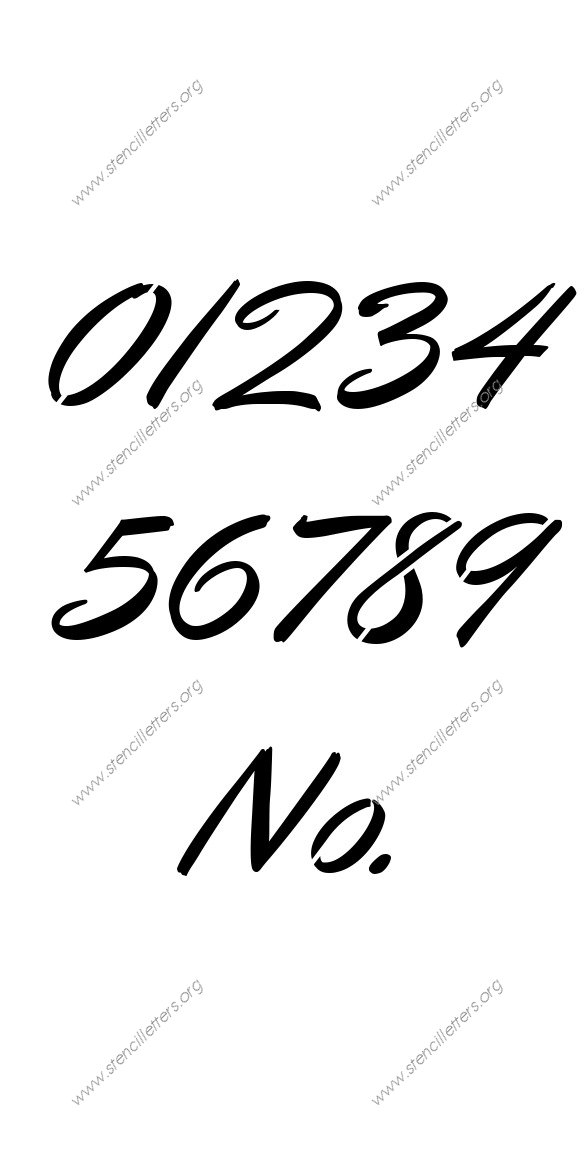 Calligraphic Italic 0 to 9 number stencils