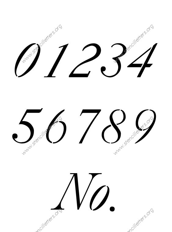 18th Century Italic 0 to 9 number stencils