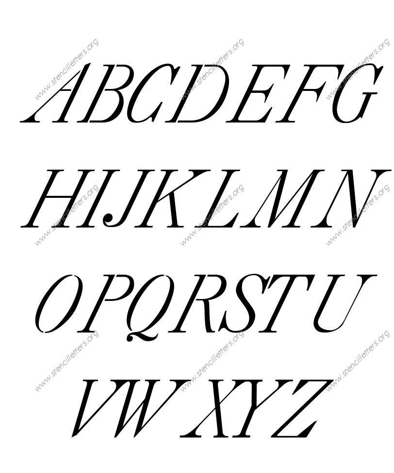 18th Century Italic A to Z uppercase letter stencils