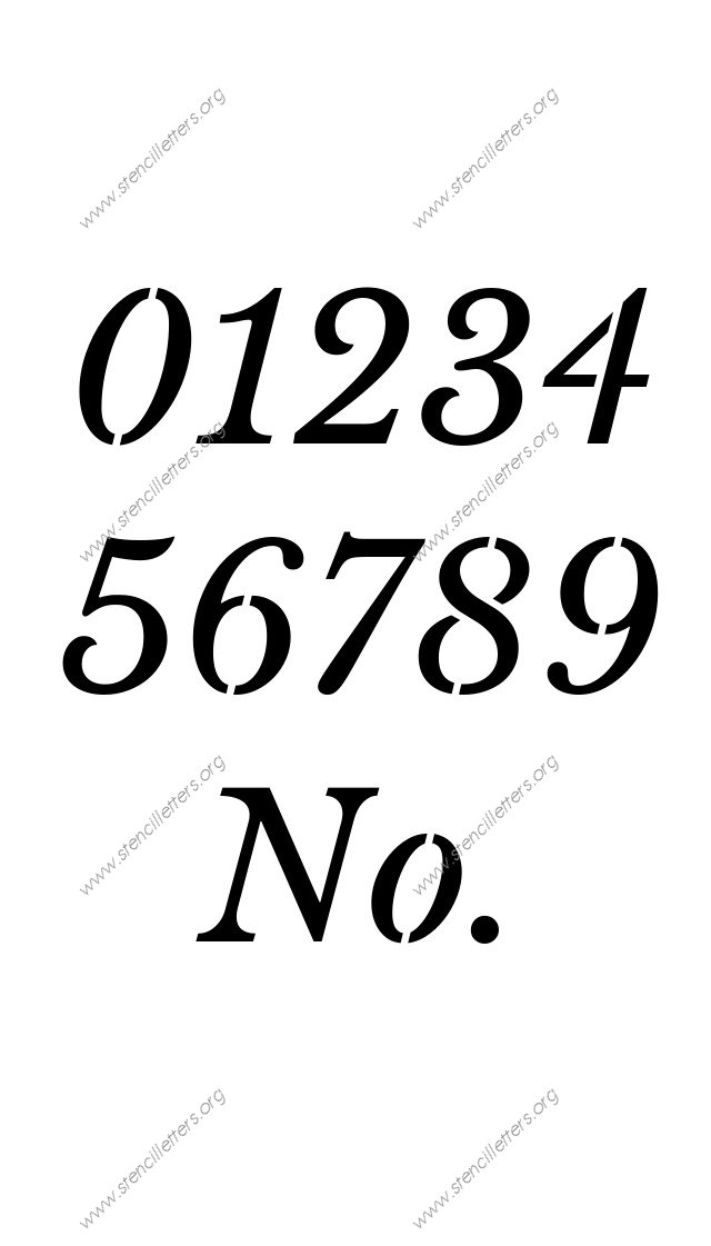 Roman Serif Italic 0 to 9 number stencils