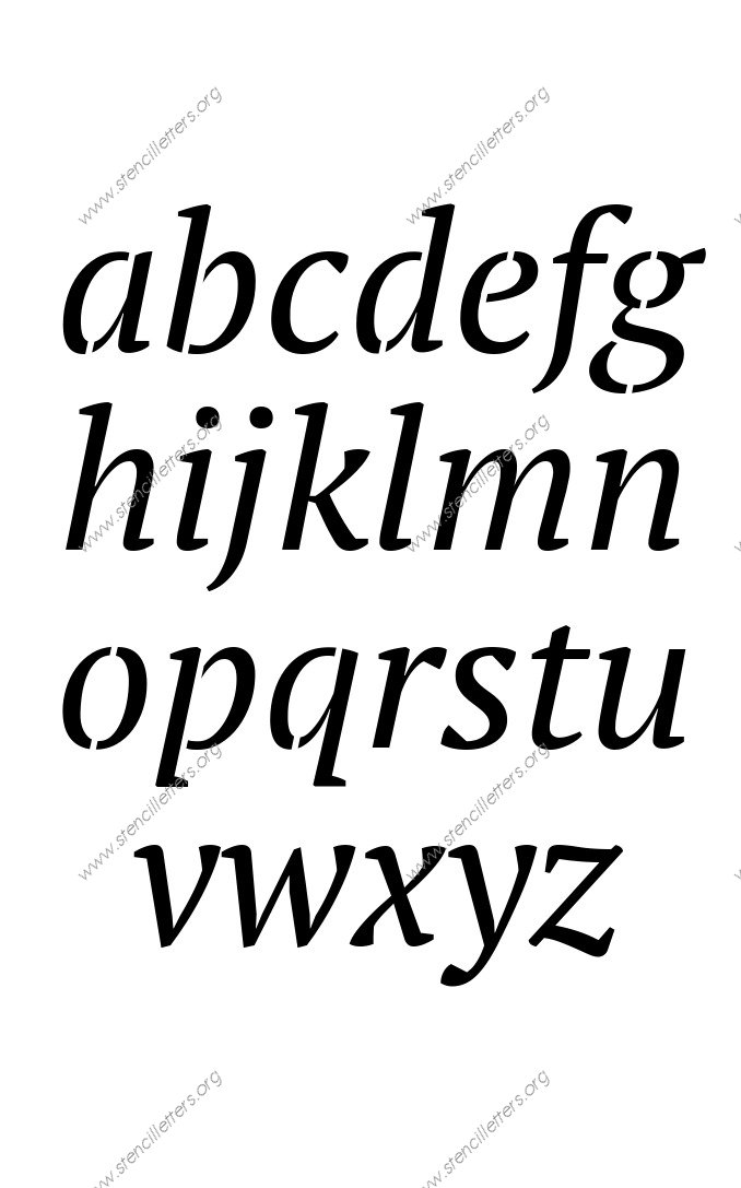 Bold Italic A to Z lowercase letter stencils