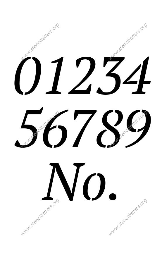Bold Italic 0 to 9 number stencils