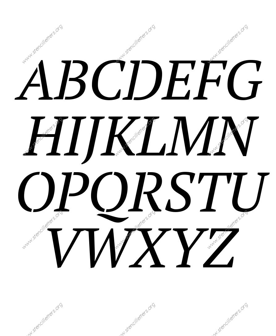 Bold Italic A to Z alphabet stencils