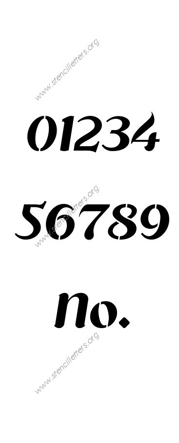 Cursive Flowing 0 to 9 number stencils