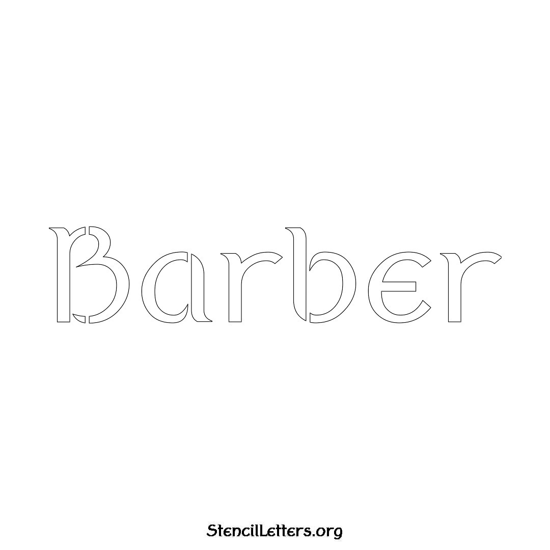 Barber name stencil in Ancient Lettering