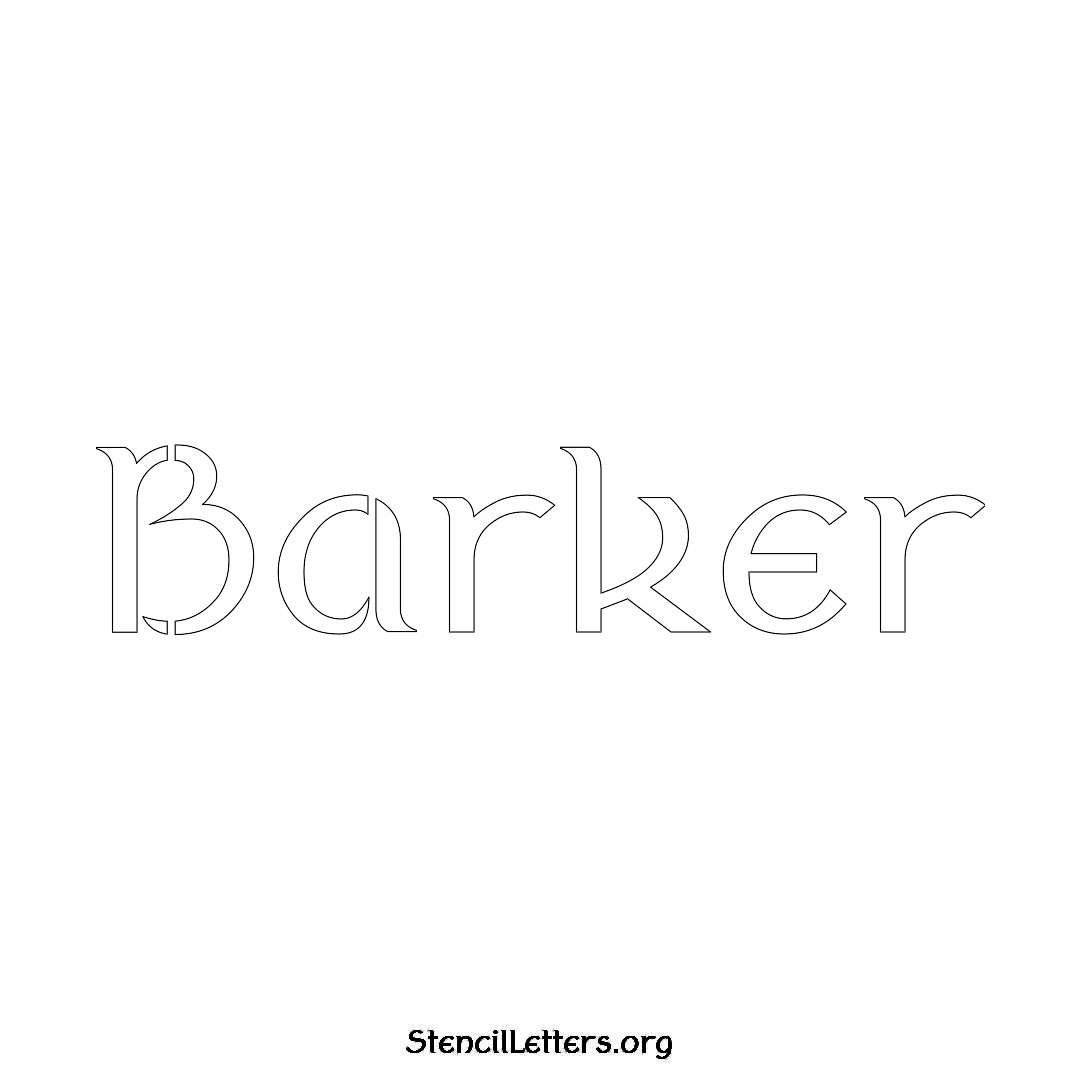Barker name stencil in Ancient Lettering