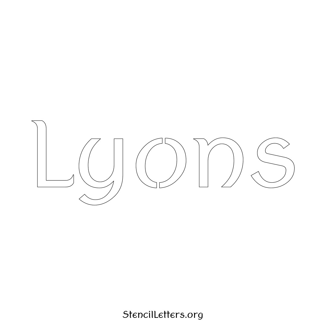 Lyons name stencil in Ancient Lettering