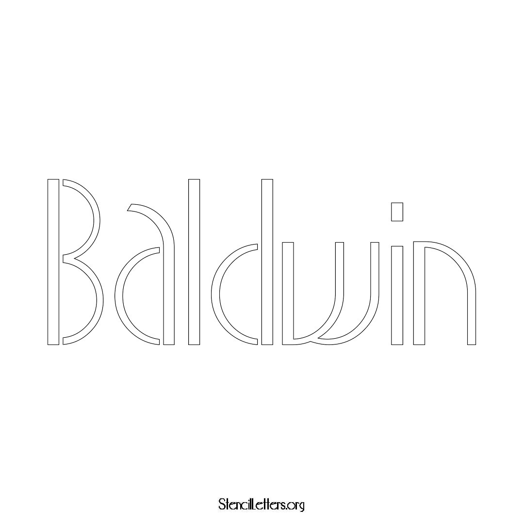 Baldwin name stencil in Art Deco Lettering