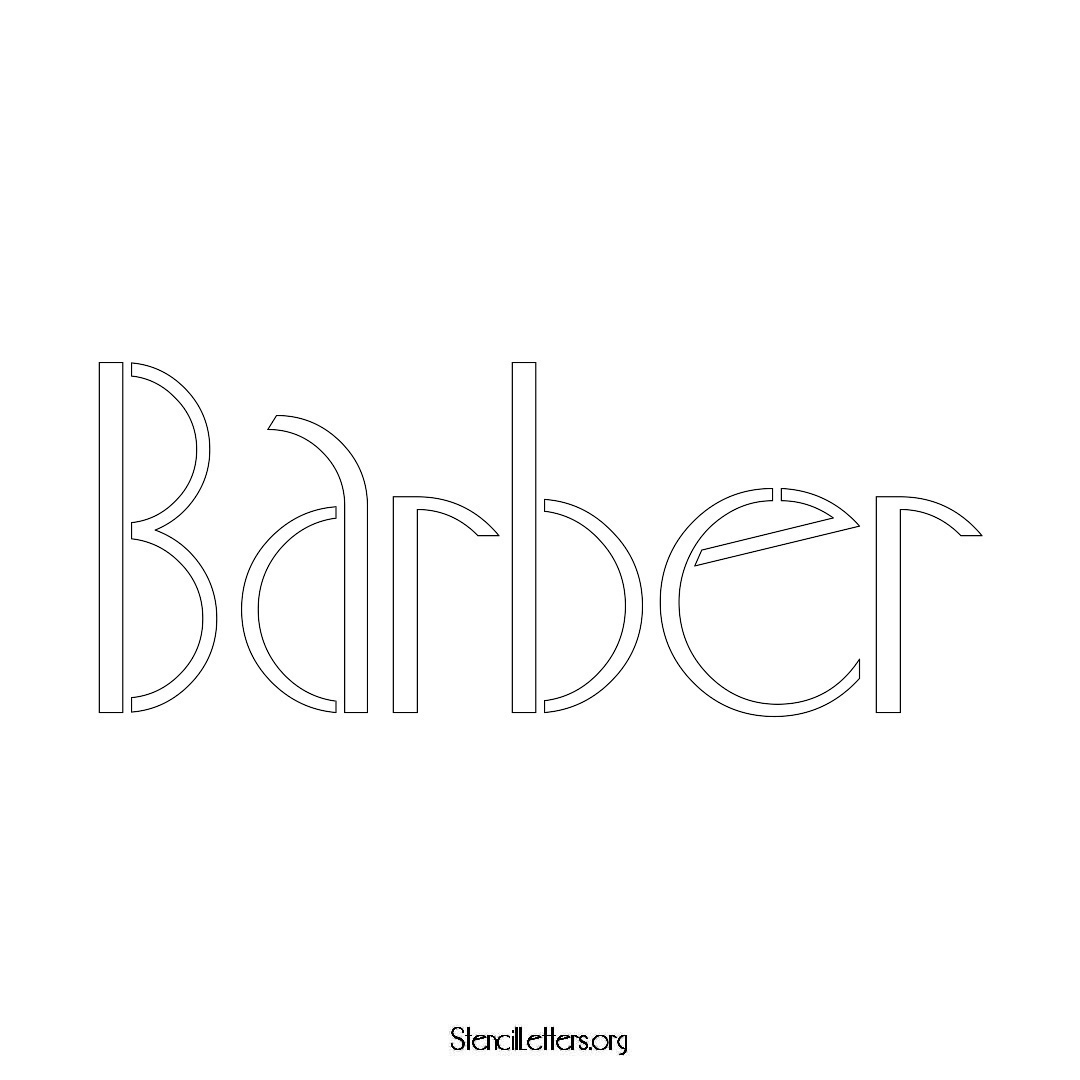 Barber name stencil in Art Deco Lettering