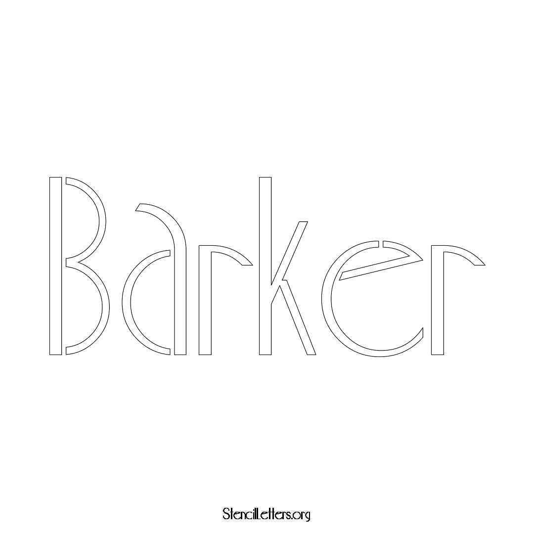 Barker name stencil in Art Deco Lettering