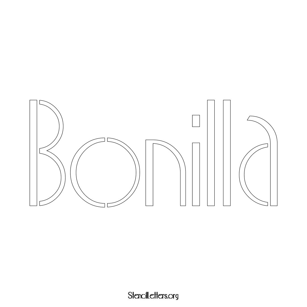 Bonilla name stencil in Art Deco Lettering