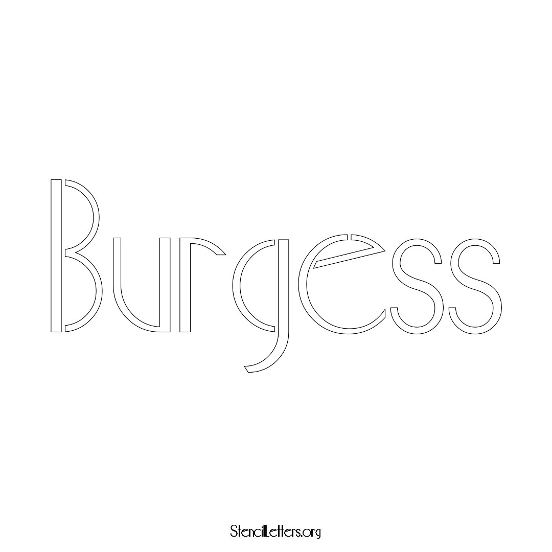 Burgess name stencil in Art Deco Lettering
