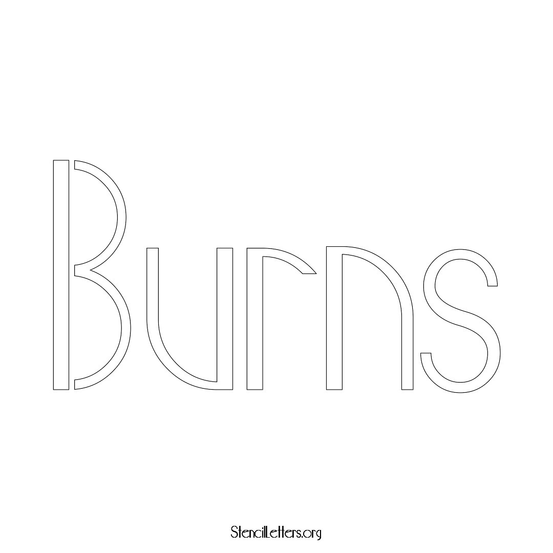 Burns name stencil in Art Deco Lettering