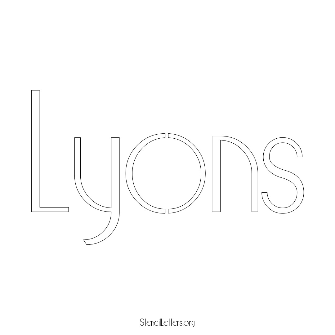 Lyons name stencil in Art Deco Lettering