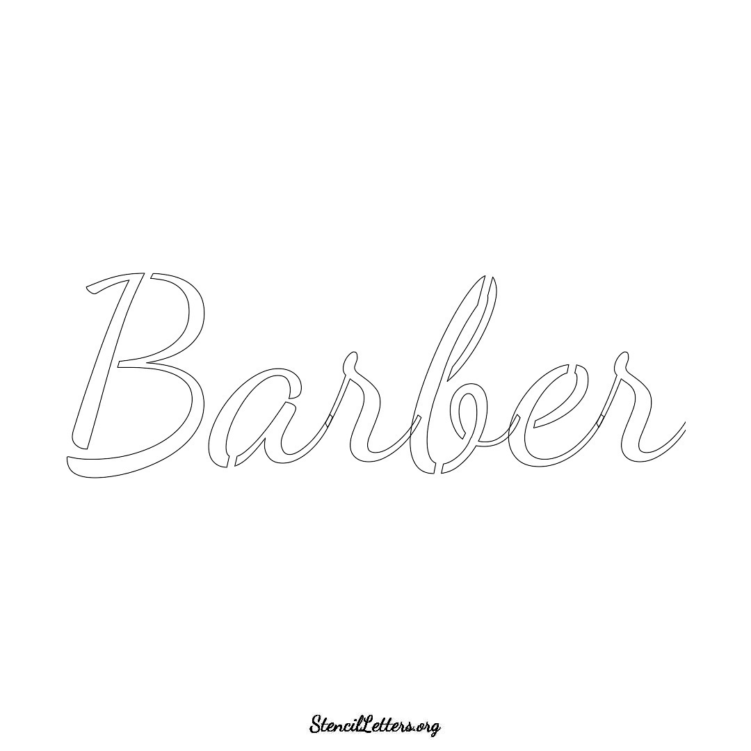 Barber name stencil in Cursive Script Lettering