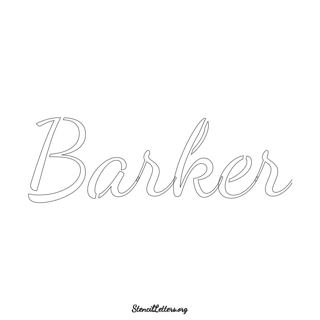 Barker name stencil in Cursive Script Lettering