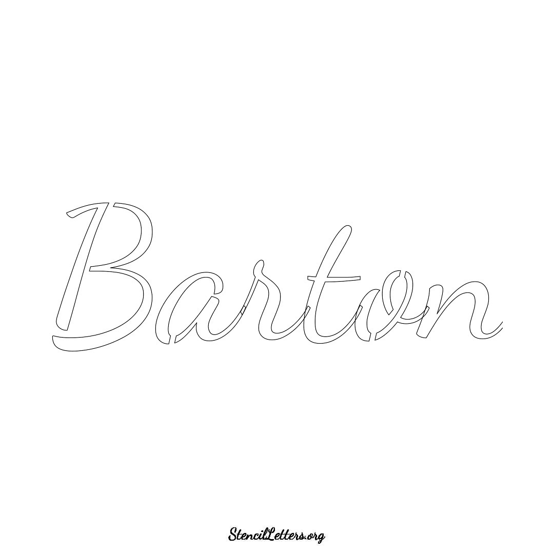 Barton name stencil in Cursive Script Lettering