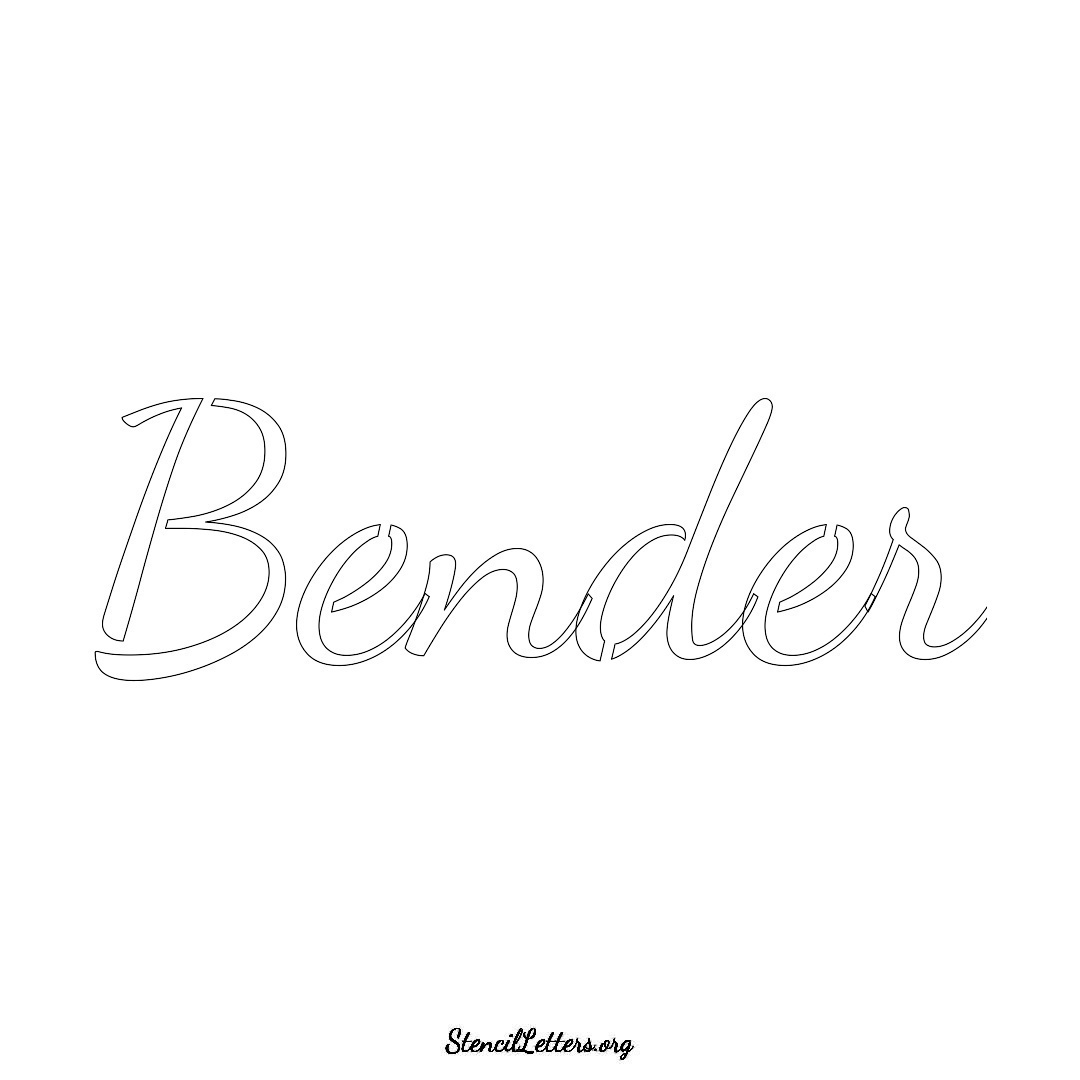 Bender name stencil in Cursive Script Lettering