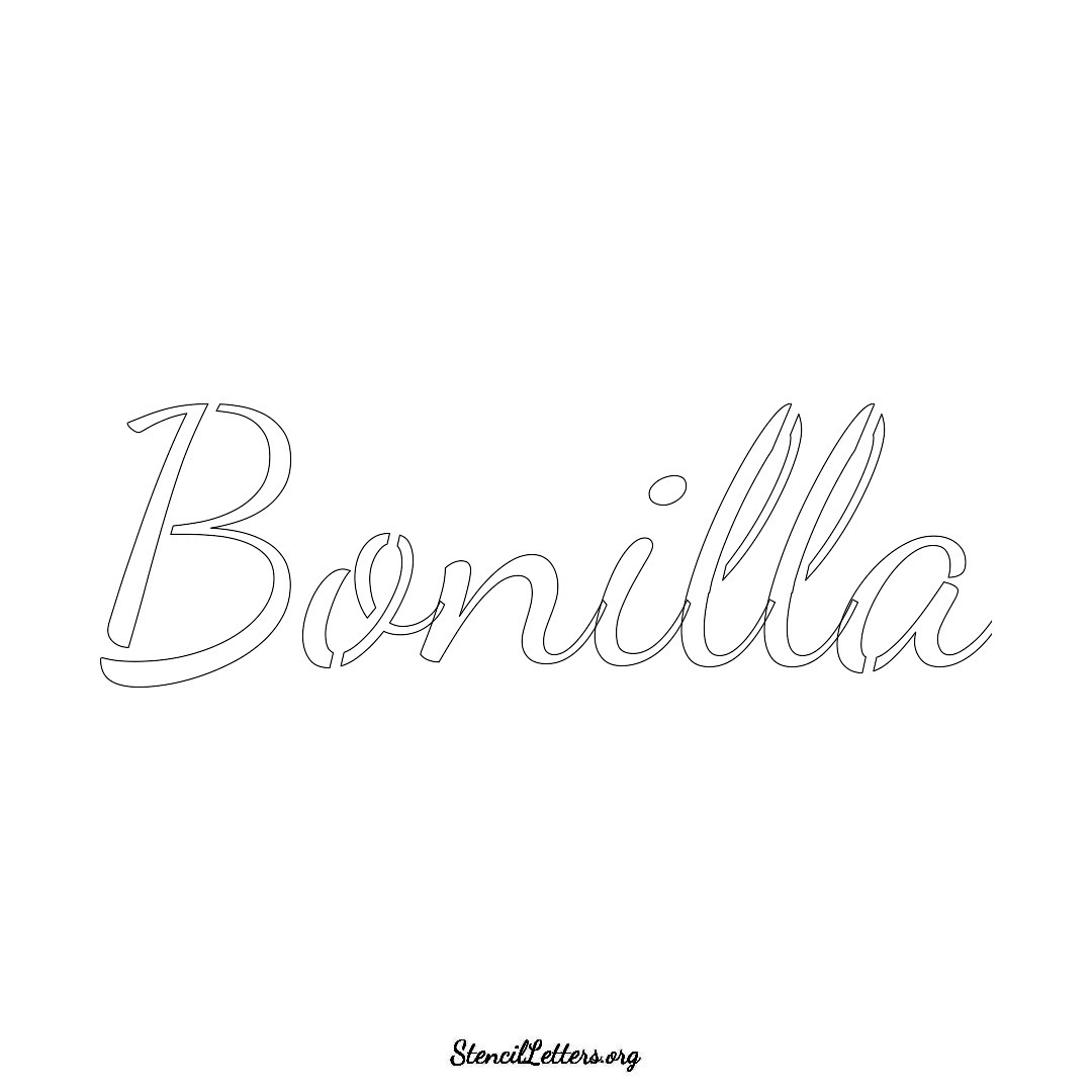 Bonilla name stencil in Cursive Script Lettering