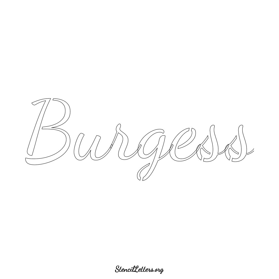 Burgess name stencil in Cursive Script Lettering