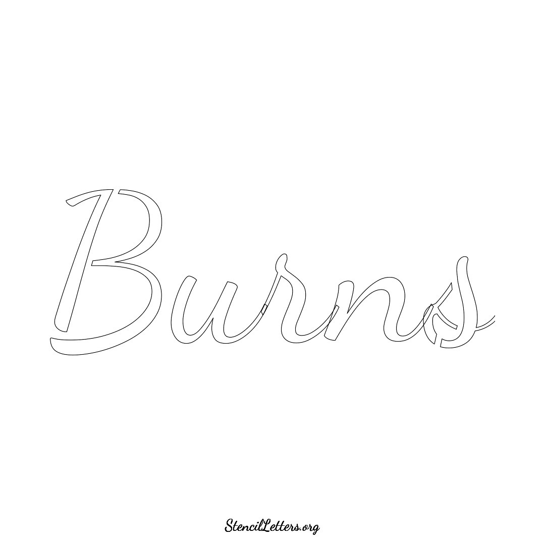 Burns name stencil in Cursive Script Lettering