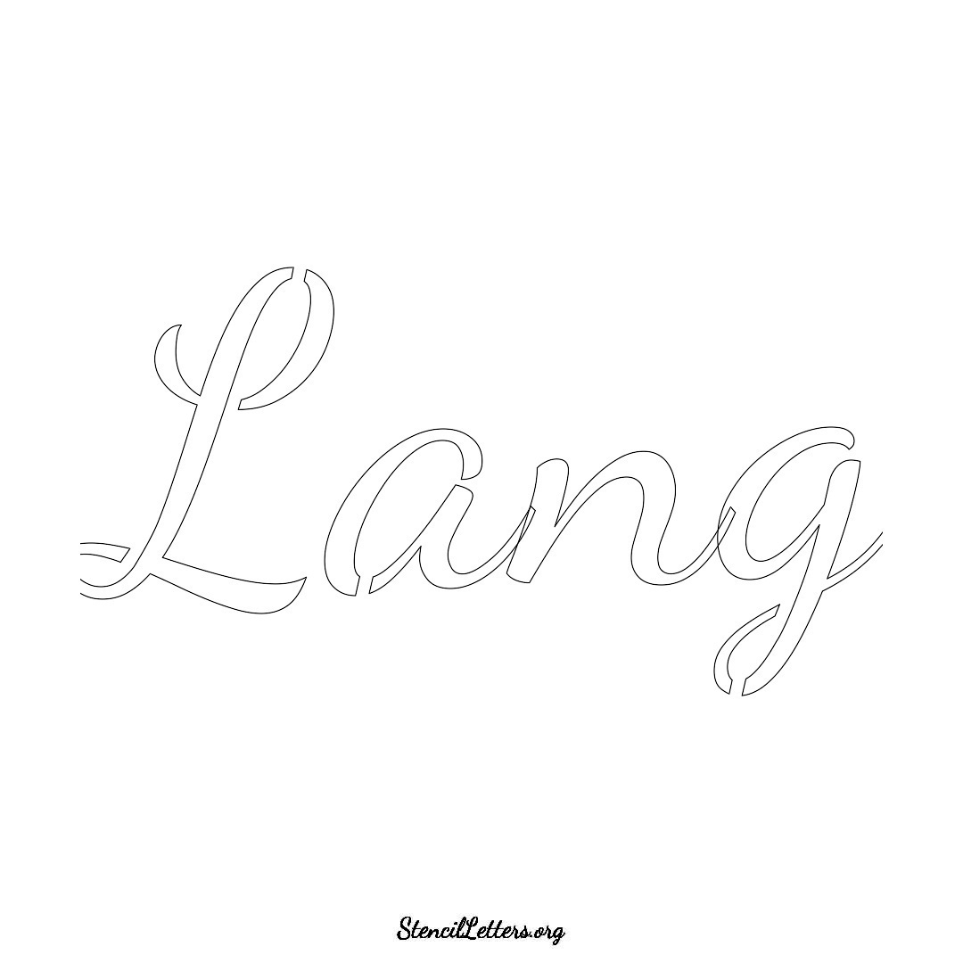 Lang name stencil in Cursive Script Lettering