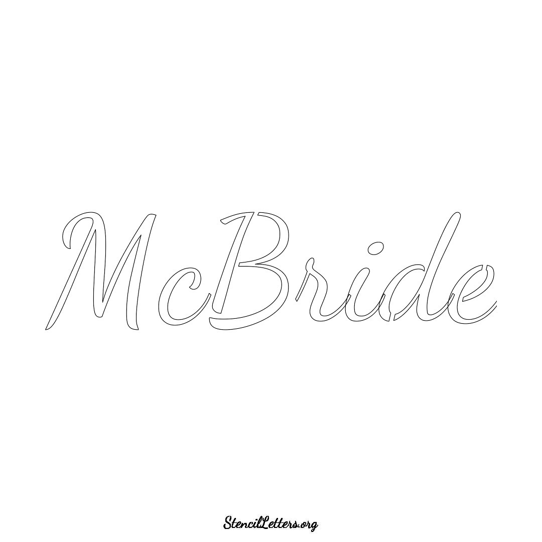 McBride name stencil in Cursive Script Lettering