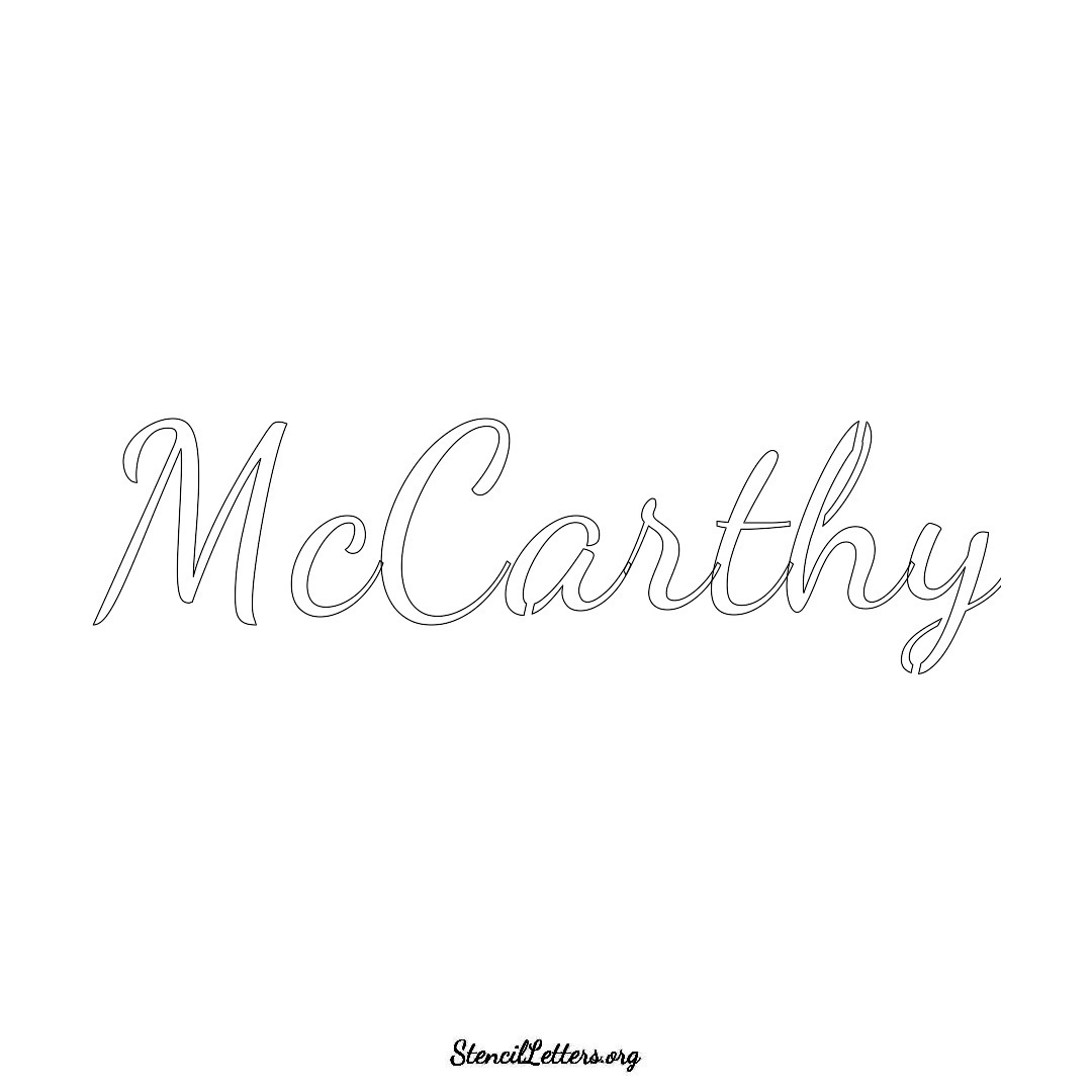 McCarthy name stencil in Cursive Script Lettering