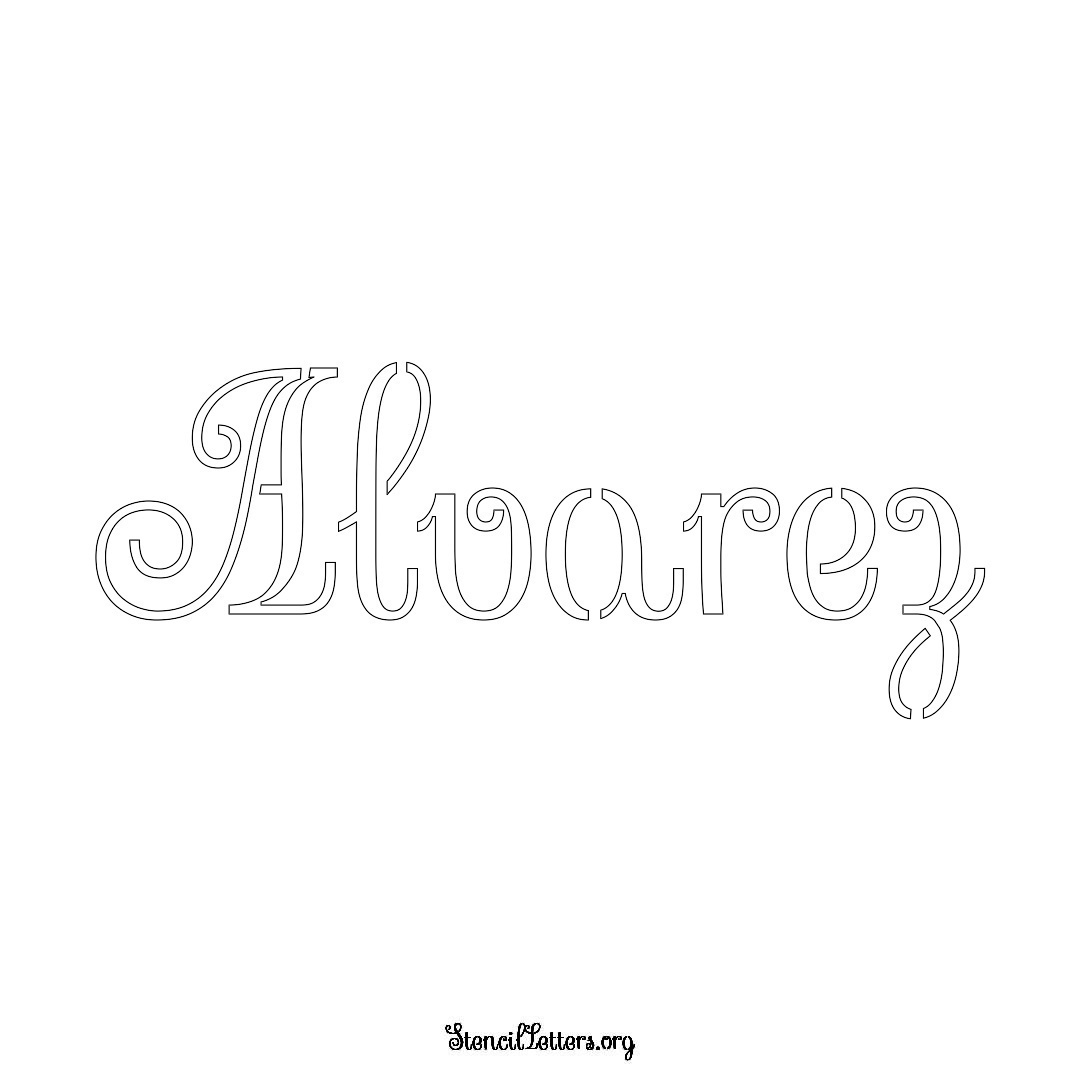 Alvarez name stencil in Ornamental Cursive Lettering