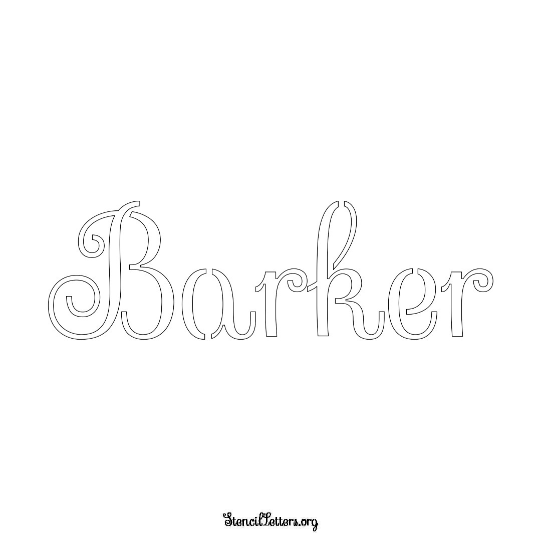 Barker name stencil in Ornamental Cursive Lettering