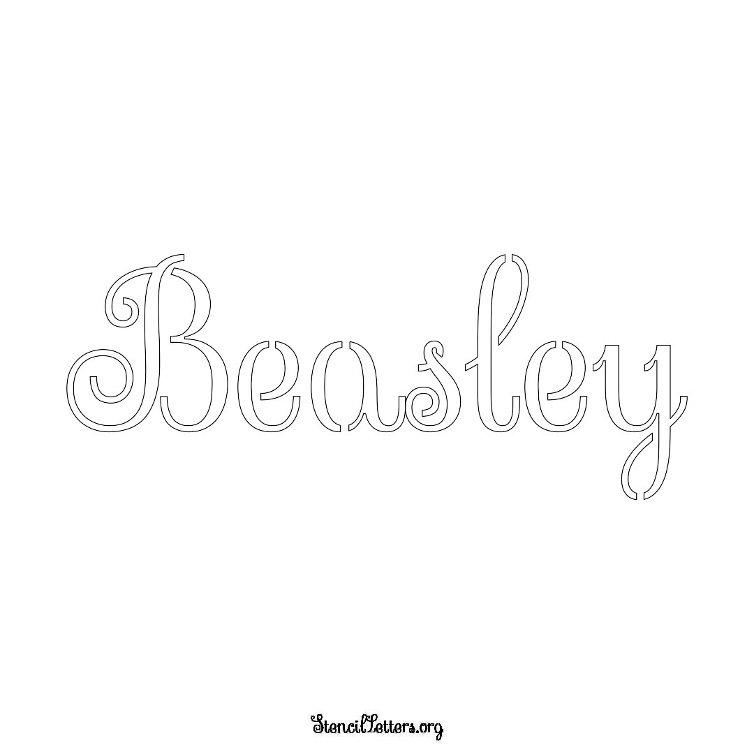 Beasley name stencil in Ornamental Cursive Lettering