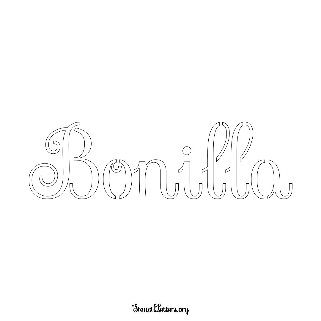 Bonilla name stencil in Ornamental Cursive Lettering
