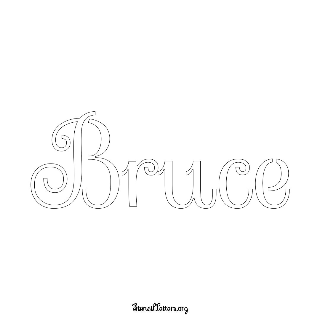 Bruce name stencil in Ornamental Cursive Lettering