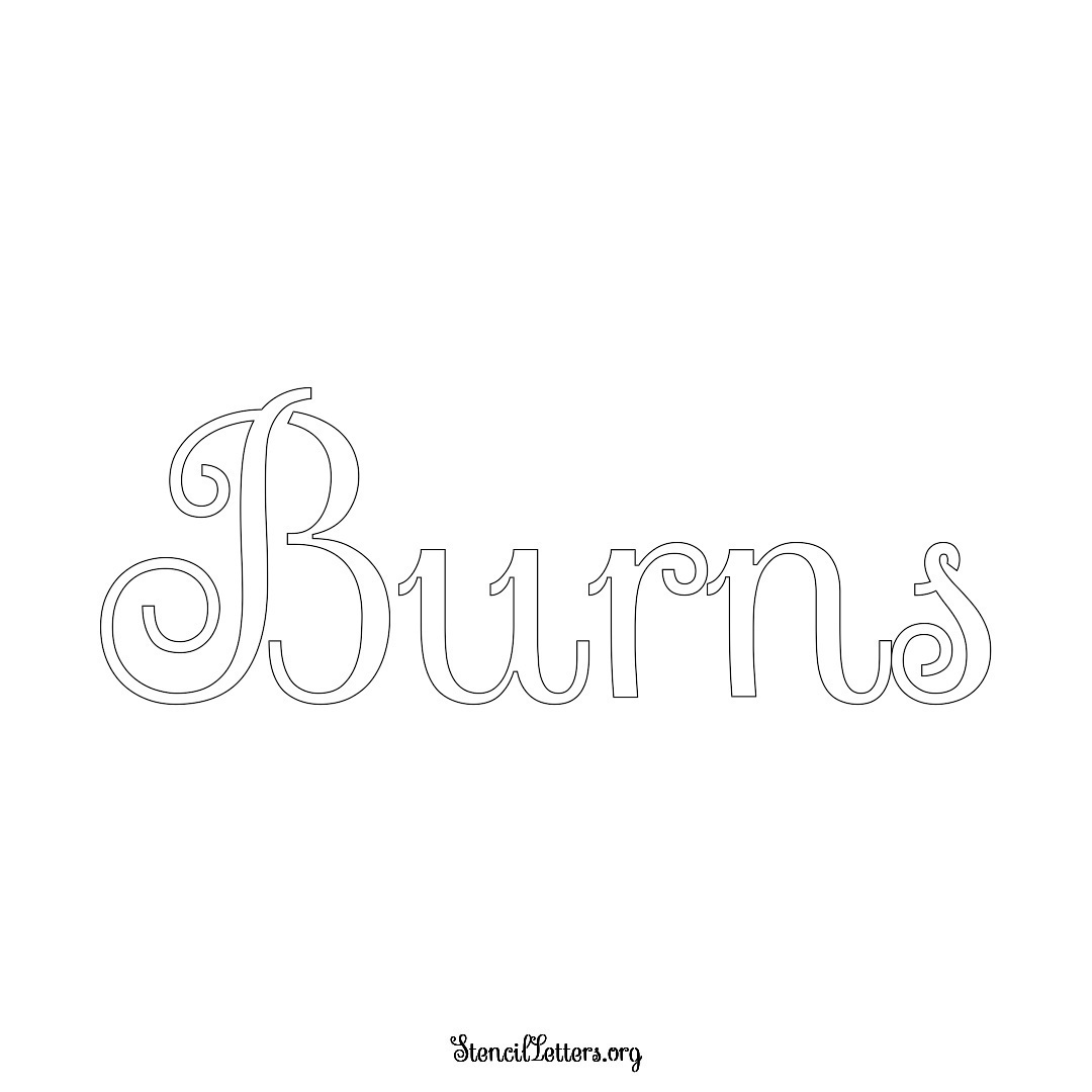 Burns name stencil in Ornamental Cursive Lettering