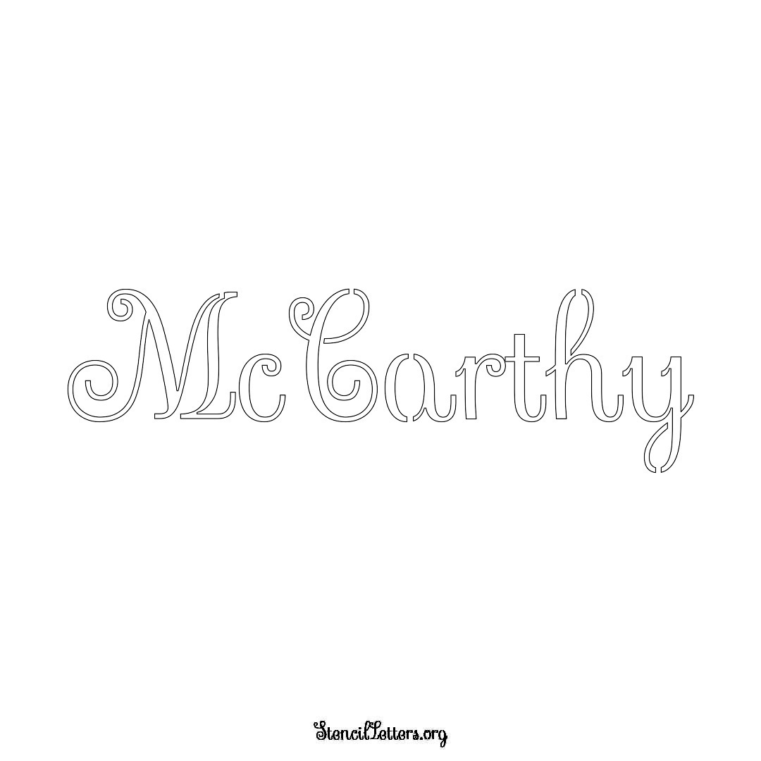 McCarthy name stencil in Ornamental Cursive Lettering