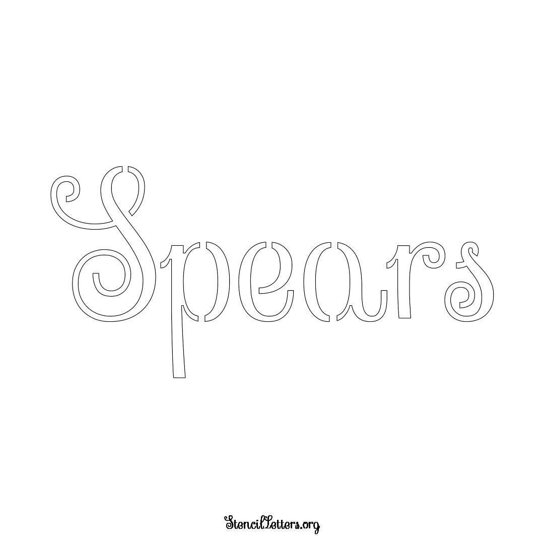 Spears name stencil in Ornamental Cursive Lettering