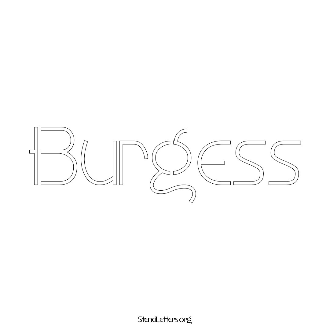 Burgess name stencil in Simple Elegant Lettering