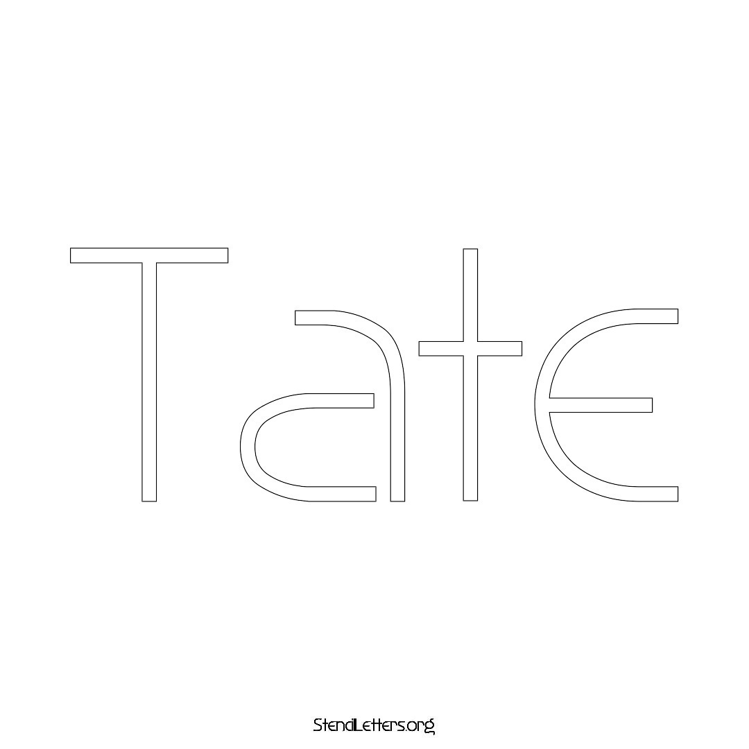 Tate name stencil in Simple Elegant Lettering