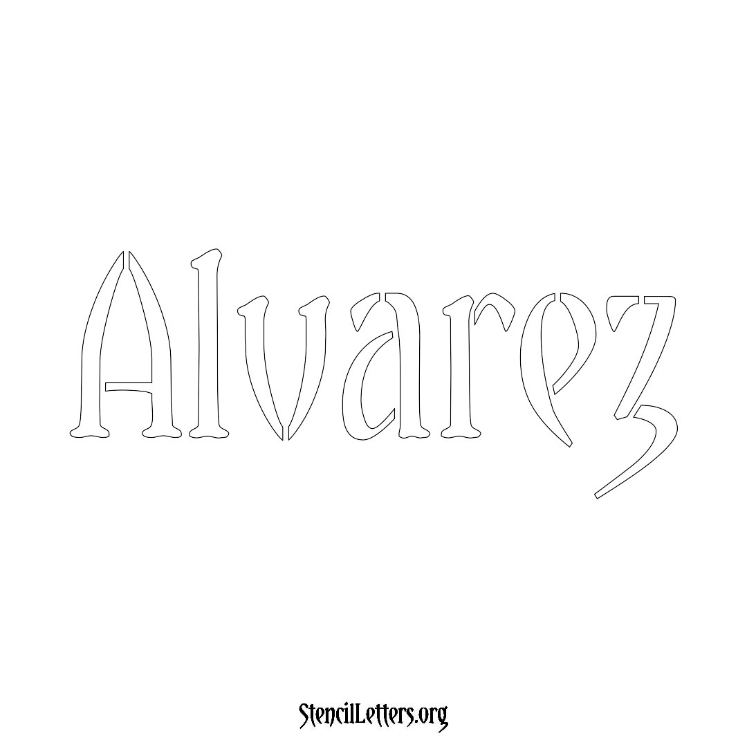 Alvarez name stencil in Vintage Brush Lettering
