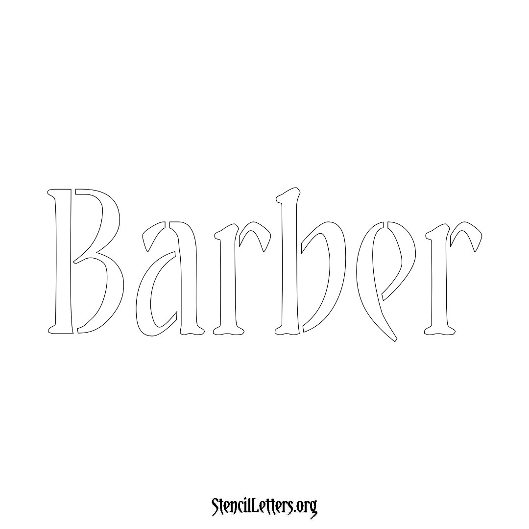 Barber name stencil in Vintage Brush Lettering