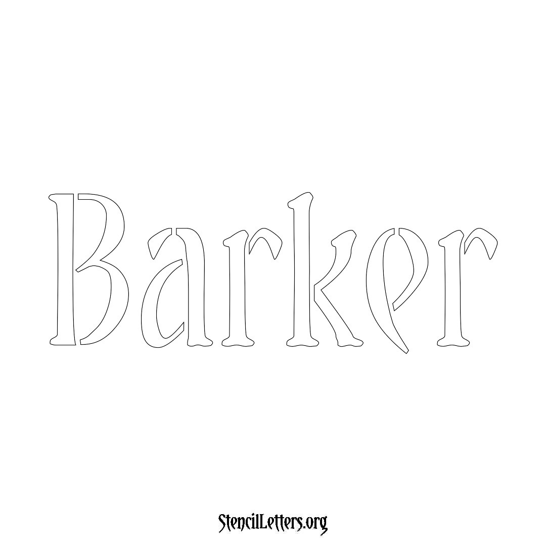 Barker name stencil in Vintage Brush Lettering